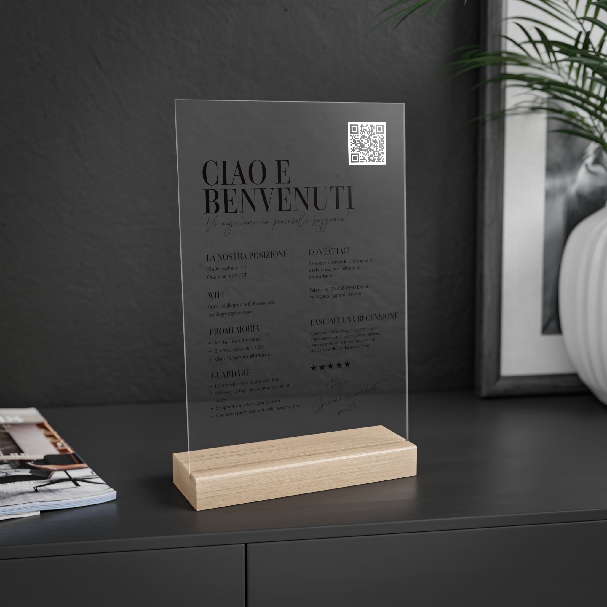 Espositore Welcome Personalizzato con QR Code per Ospiti