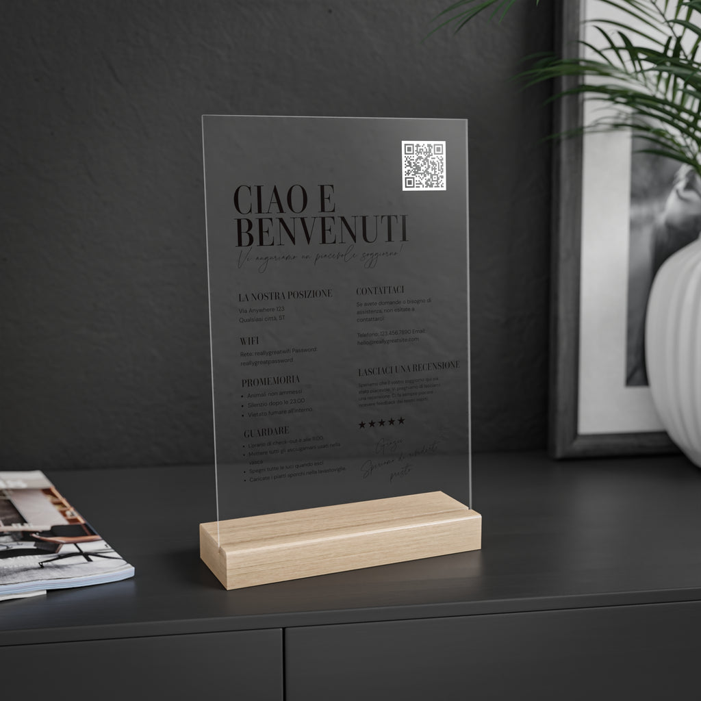 Espositore Welcome Personalizzato con QR Code per Ospiti