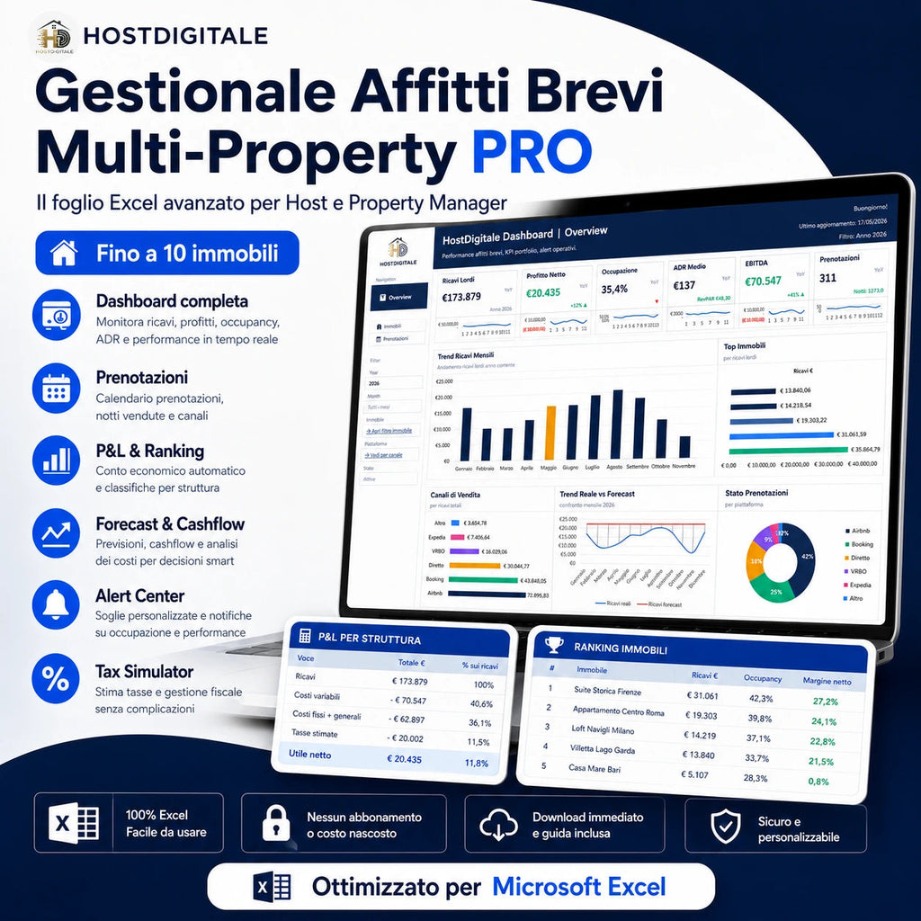 HostDigitale Multi-Property PRO — Il Gestionale per Affitti Brevi 2026 HOSTDIGITALE™