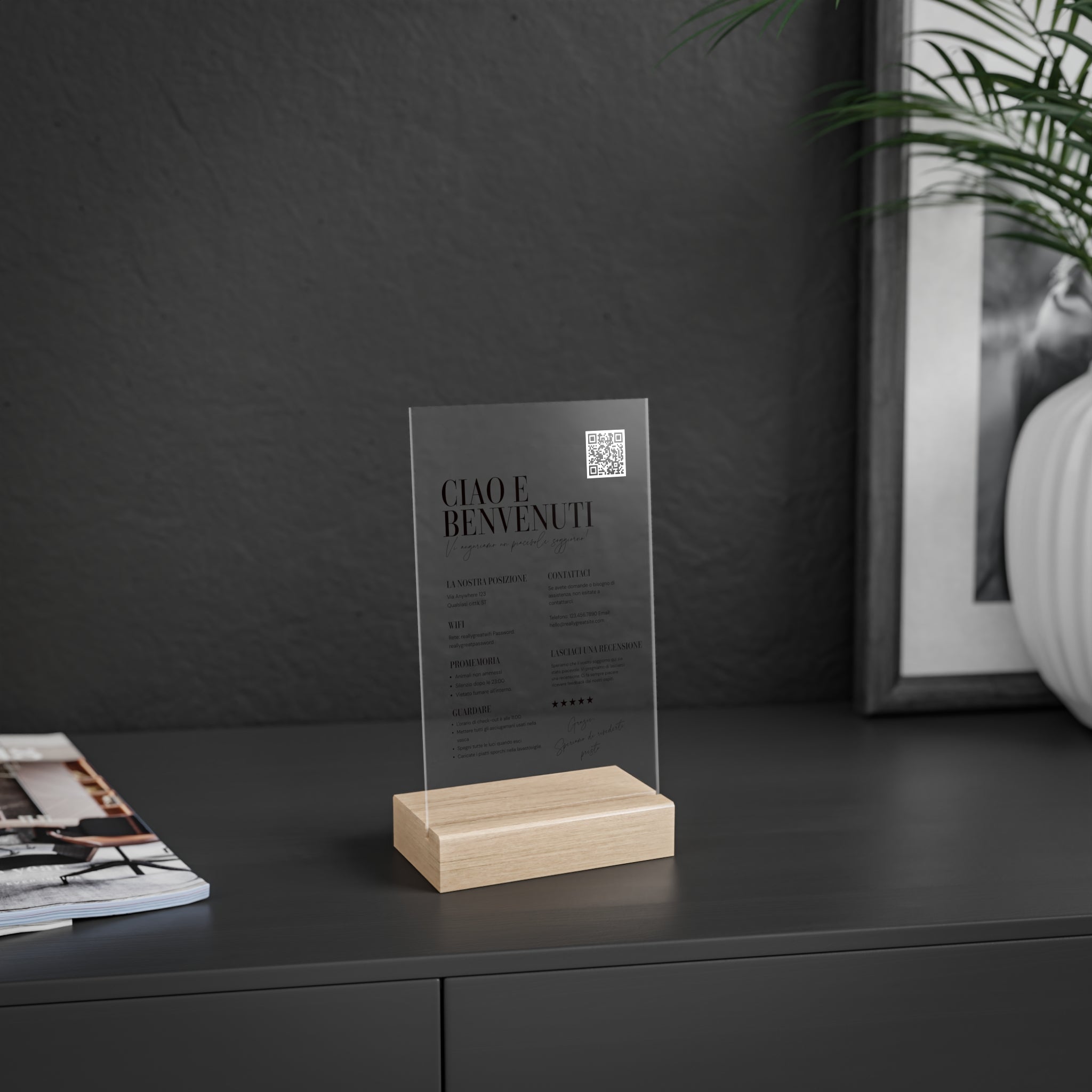 Espositore Welcome Personalizzato con QR Code per Ospiti