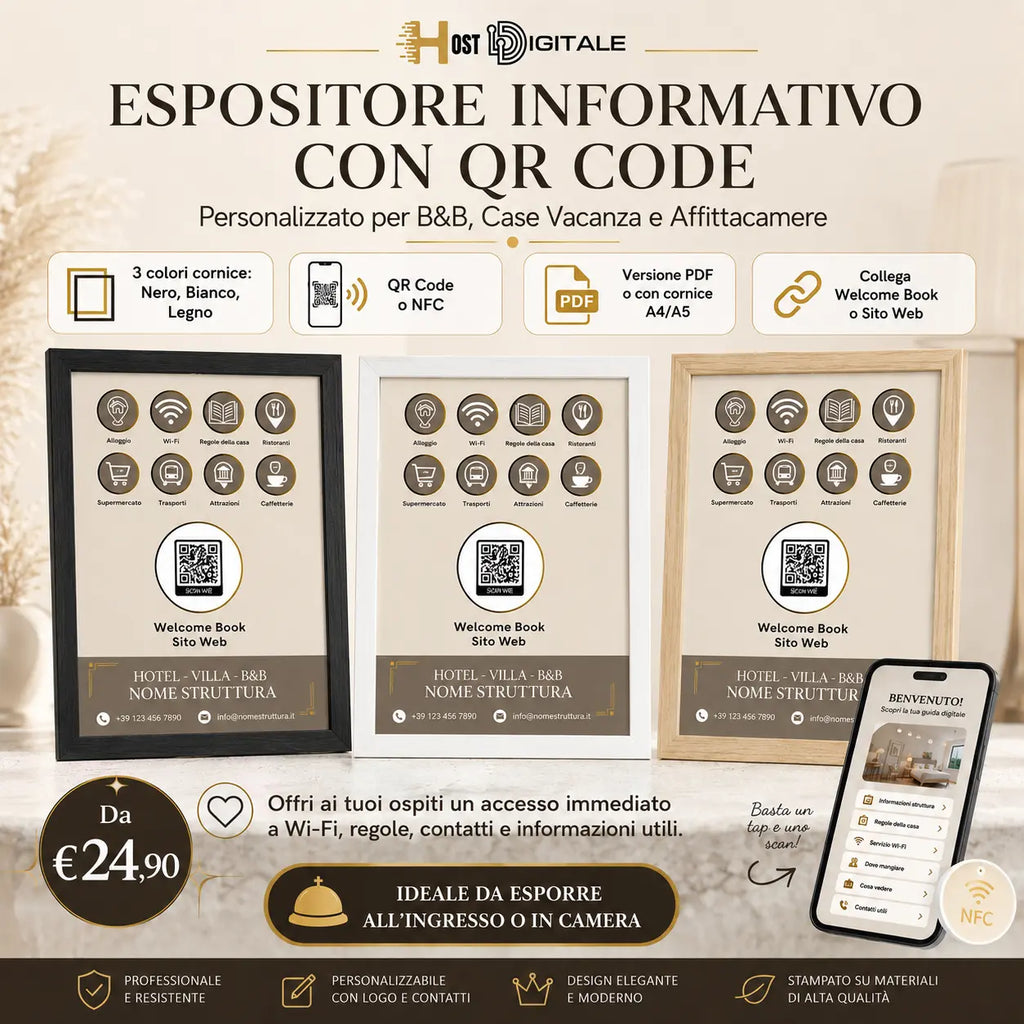 Espositore Informativo con QR-CODE/NFC Personalizzato HOSTDIGITALE™