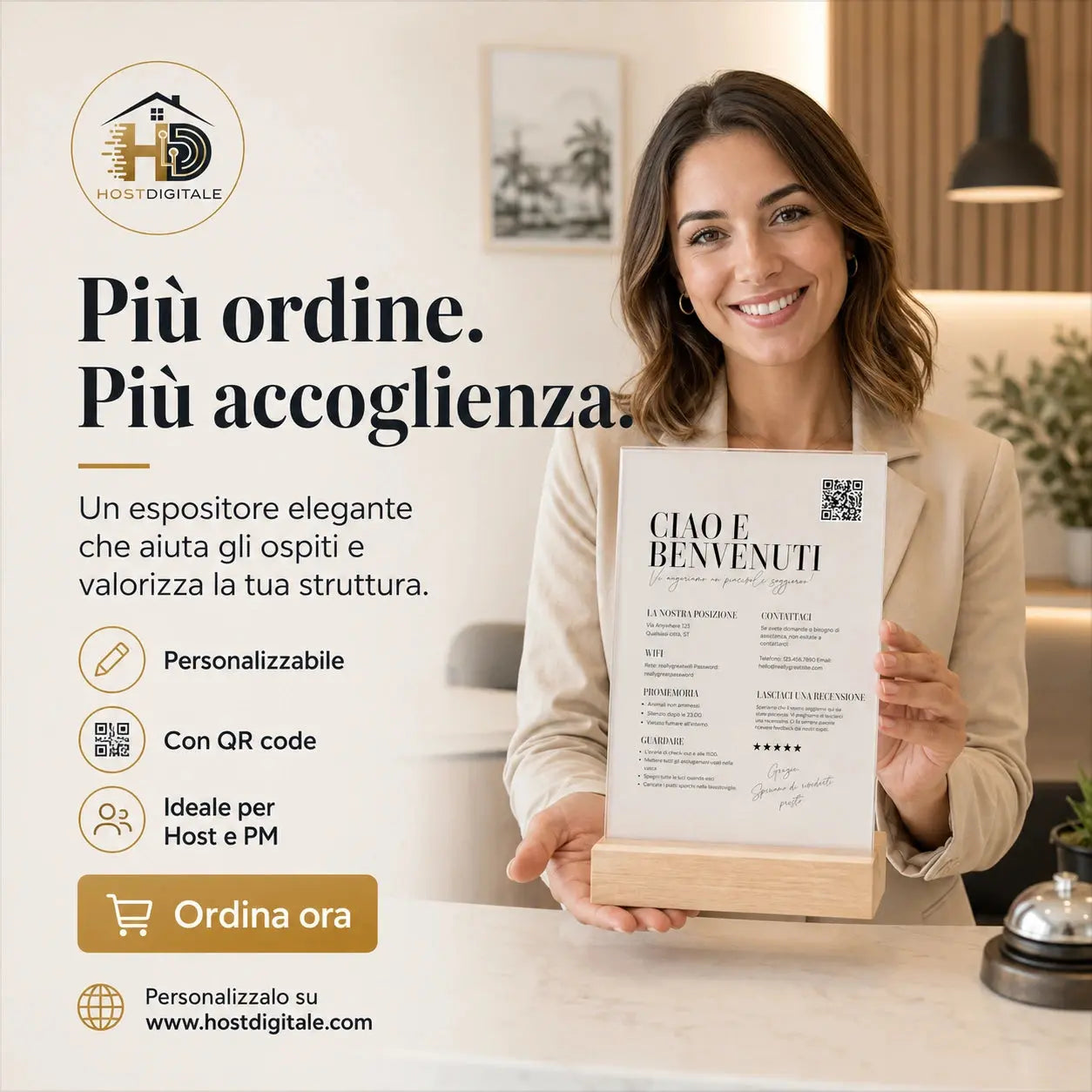 Espositore Welcome Personalizzato con QR Code per Ospiti Printify
