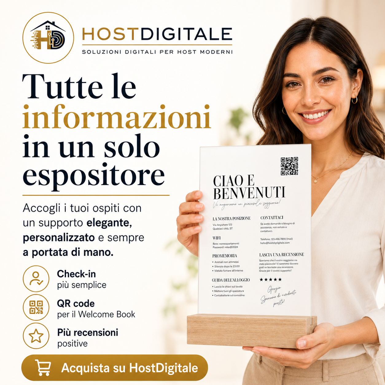 Espositore Welcome Personalizzato con QR Code per Ospiti