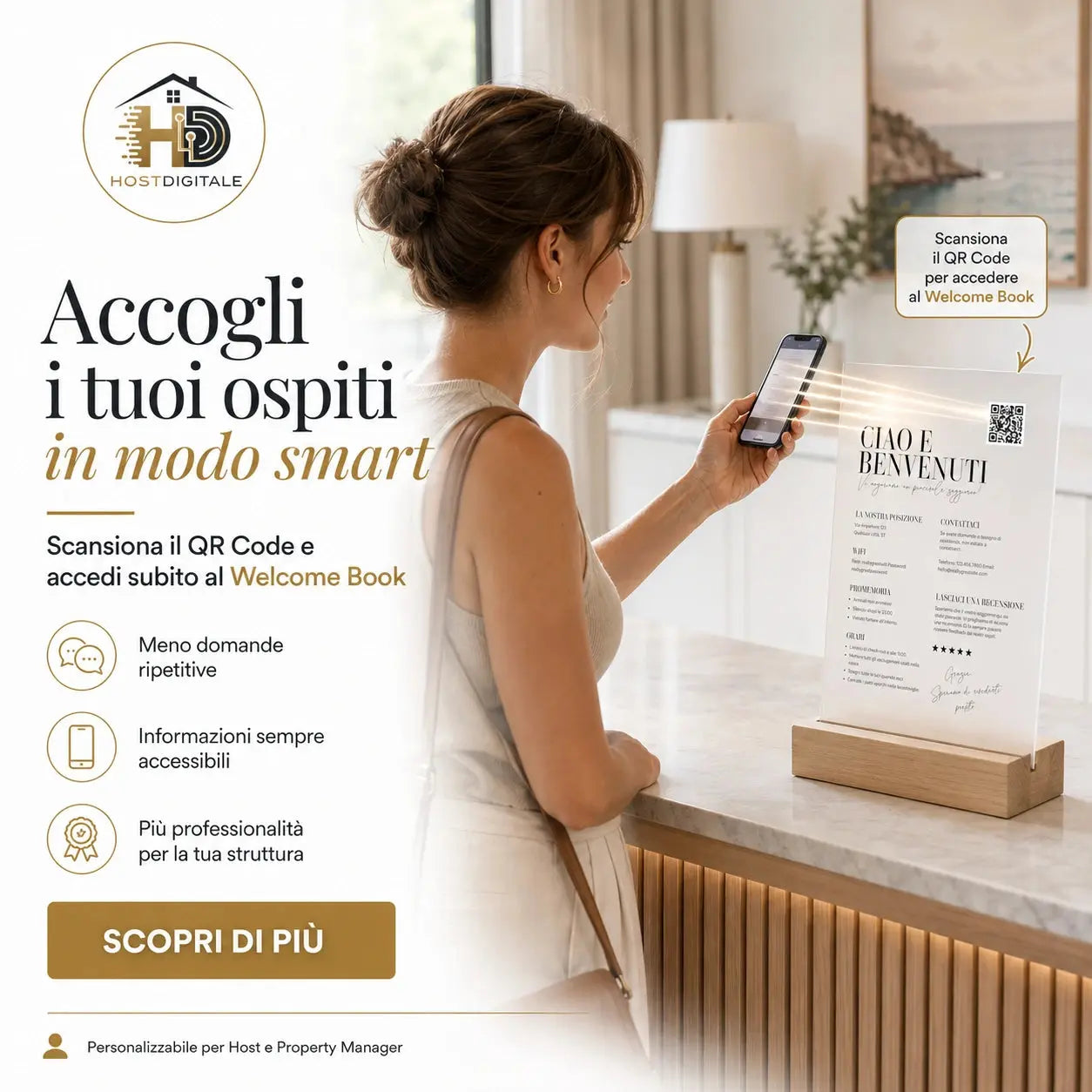 Espositore Welcome Personalizzato con QR Code per Ospiti Printify