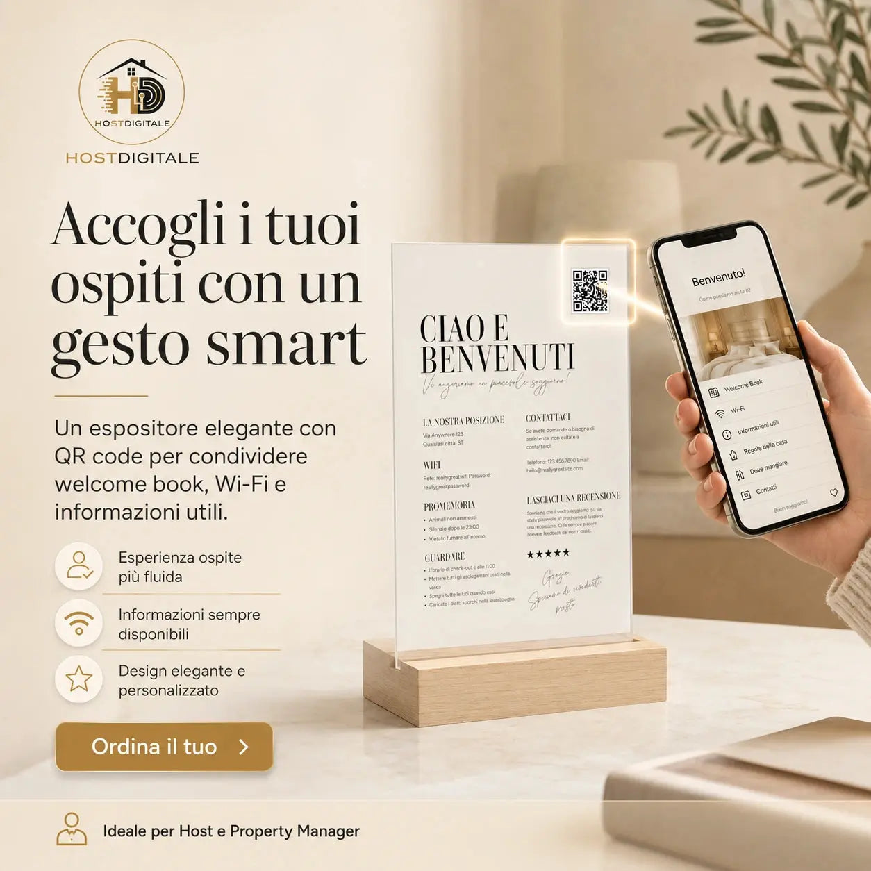 Espositore Welcome Personalizzato con QR Code per Ospiti Printify