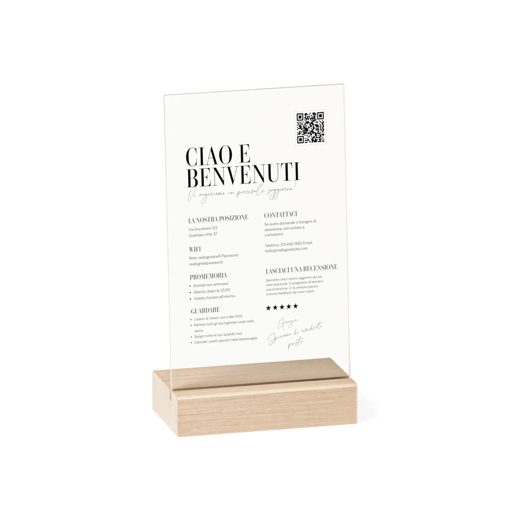 Espositore Welcome Personalizzato con QR Code per Ospiti Printify